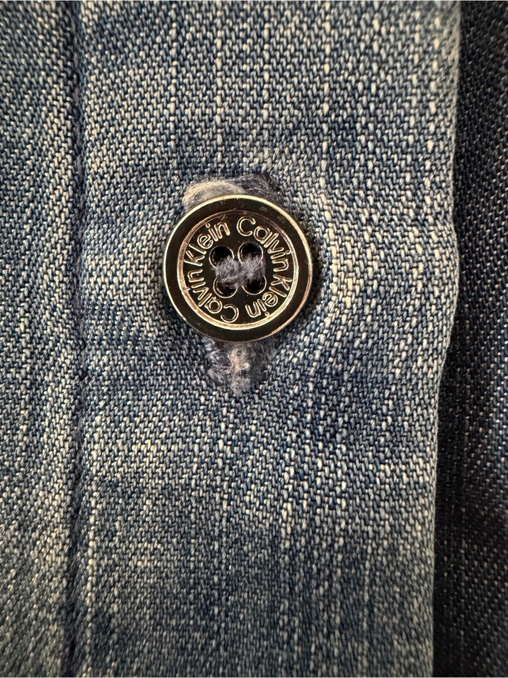 Calvin Klein Light Blue Denim Button-Up Shirt tunic length 34” super soft denim - Picture 2 of 5